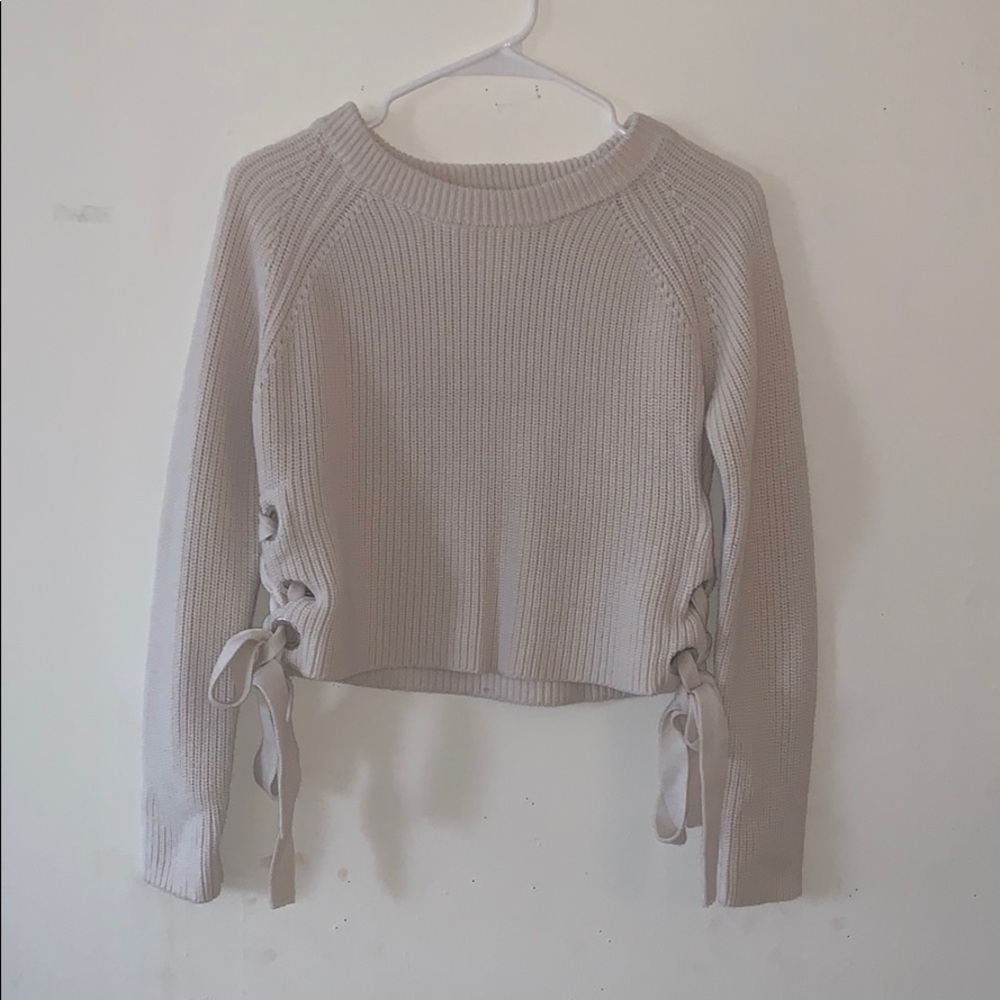 Cropped Tie Detail Sweater